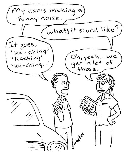 Car that makes a noise: 'Ka-ching'.
