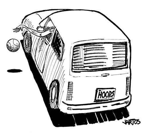 Basketball Player Driving and Bouncing a Ball.