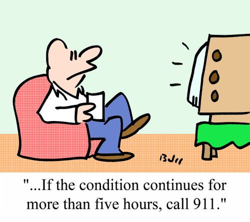 '...If the condition continues for more than five hours, call 911.'