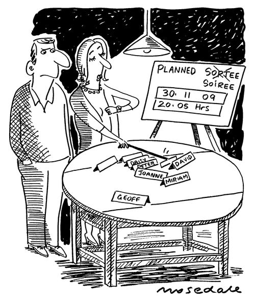 Woman planning dinner party.