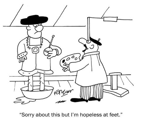 'Sorry about this but I'm hopeless at feet.'