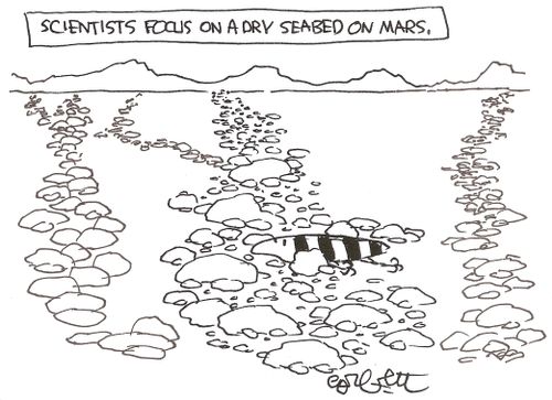 Scientists focus on a dry seabed on Mars.