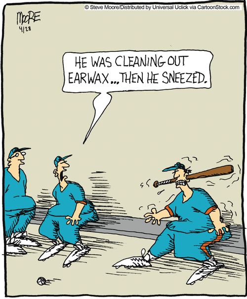 'He was cleaning out earwax... then he sneezed.'