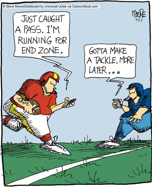 'Just made a pass. I'm running for the end zone.'