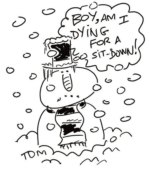 Snowman longing for a thaw.