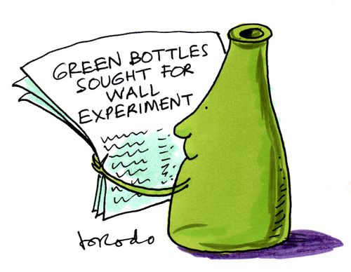 Green Bottles Sought for Wall Experiment.