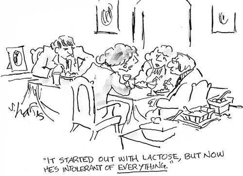 'It started out with lactose, but ow he's intolerant of everything.'