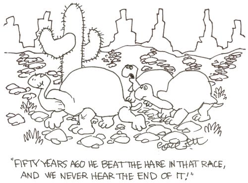 'Fifty years ago he beat the Hare in that race, and we never hear the end of it!'