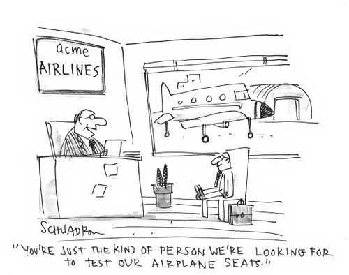 'You're just the kind of person we're looking for to test our airplane seats.'