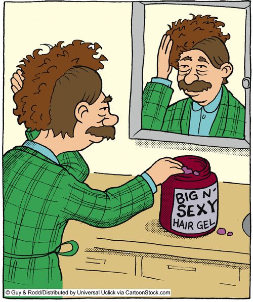 Man using 'Big N-Sexy Hair Gel'.