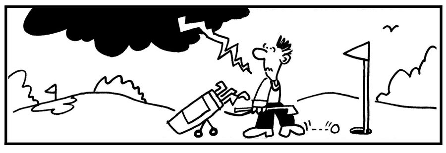 God strikes a cheating golfer.