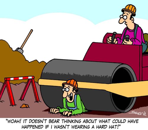 'WOAH It doesn't bear thinking about what could have happened if I wan't wearing a hard hat'