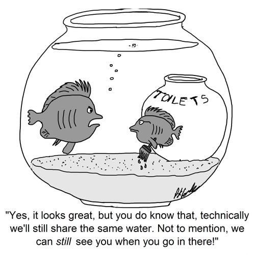 'Yes, it looks great, but you do know that, technically we'll still share the same water. Not to mention, we can still see you when you go in there!'