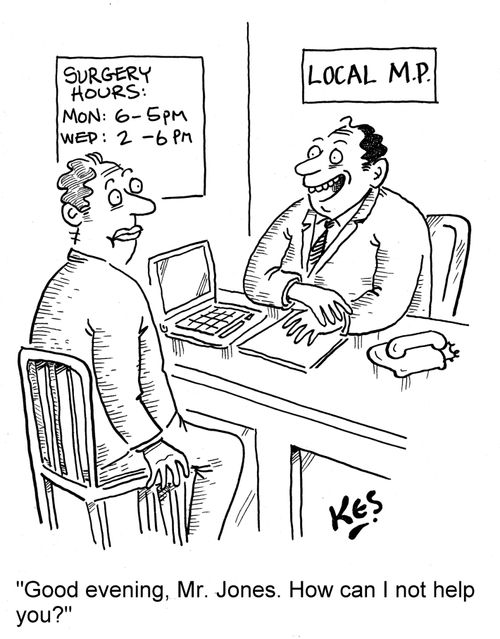 'Good evening, Mr. Jones. How can I not help you?'