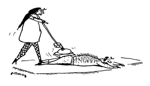 Mowing His Hairy back.