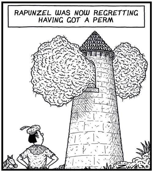 Rapunzel was now regretting having got a Perm.