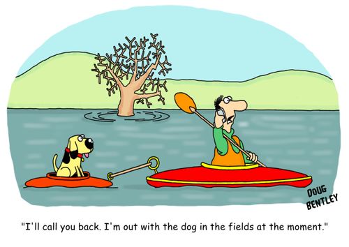 'I'll call you back. I'm out with the dog in the fields at the moment.'