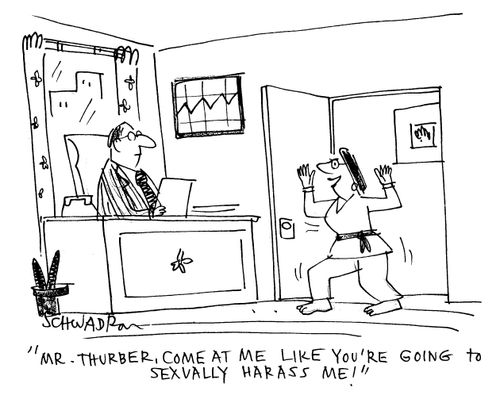 'Mr Thurber, come at me like you're going to sexually harass me!'