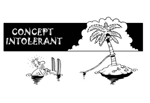 Concept intolerant...(trying to waterski from a palm tree).