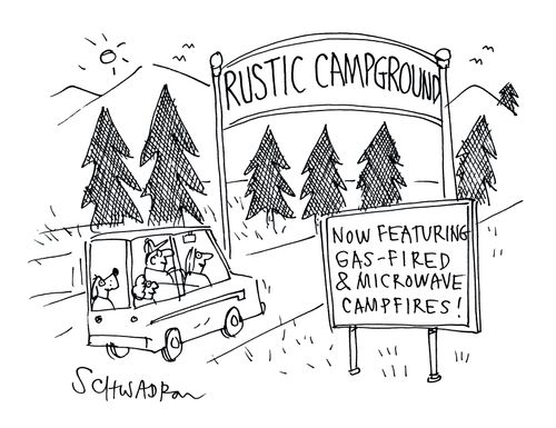 'Now Featuring Gas-Fired Microwave Campfires!'