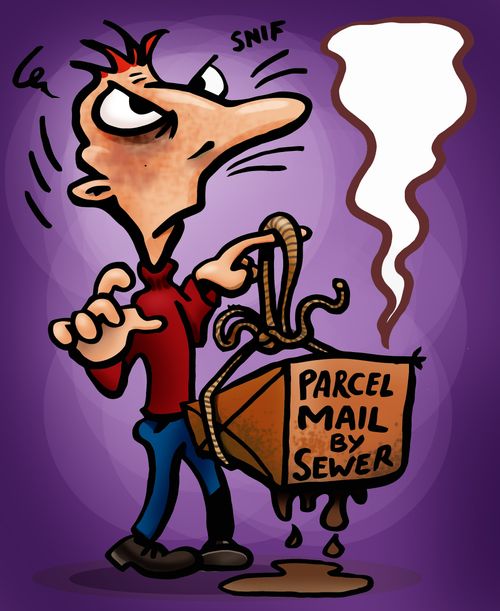 Parcel mail by sewer.