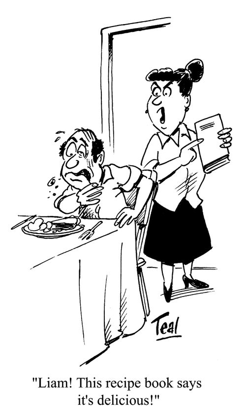 'Liam! This recipe book says it's delicious!'