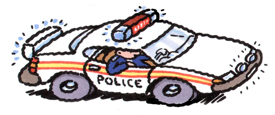 Police car responding to an emergency.