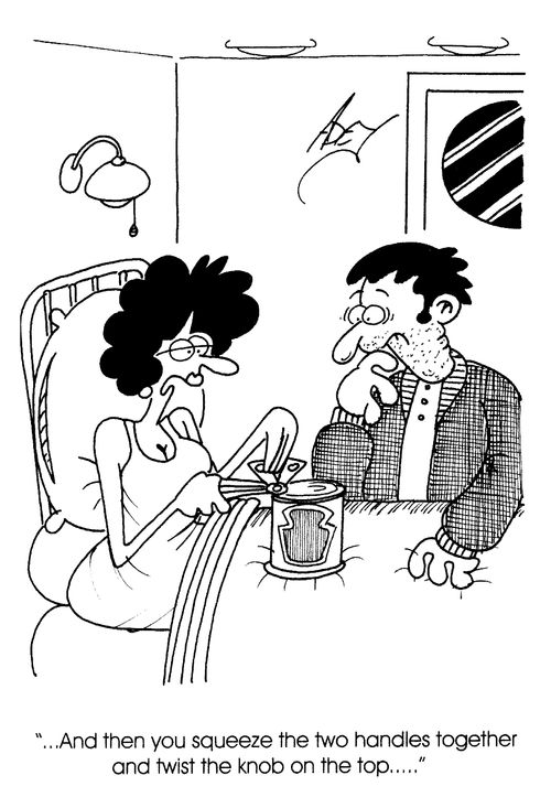 Sick wife teaches husband to use can-opener