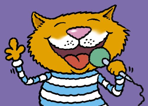 cat singing into microphone