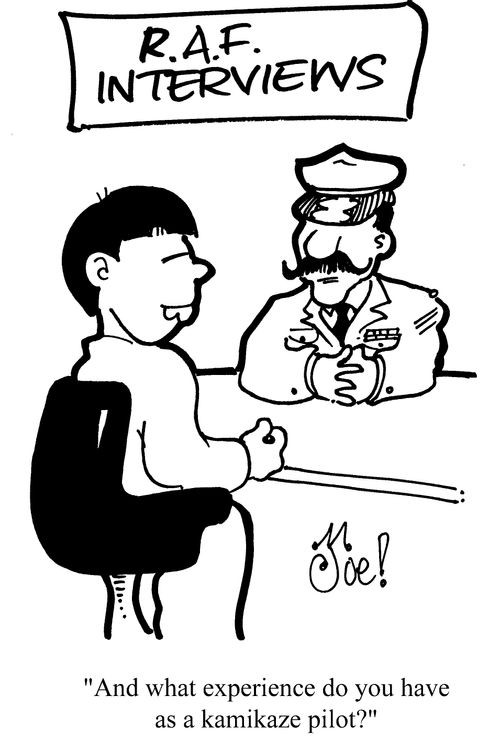 RAF interviews - '...and what experience do you have as a kamikaze pilot?'