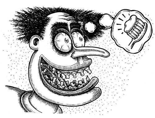 Man with rotten teeth invents toothpaste.