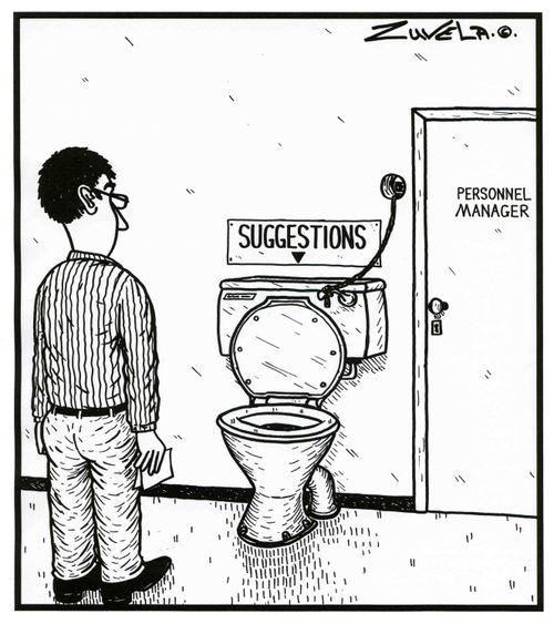 Suggestions box in a toilet.