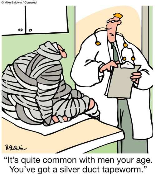 'It's quite common with men your age. You've got a silver duct tapeworm.'