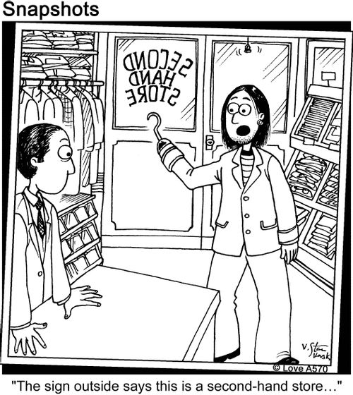 'The sign outside says this is a second-hand store...'