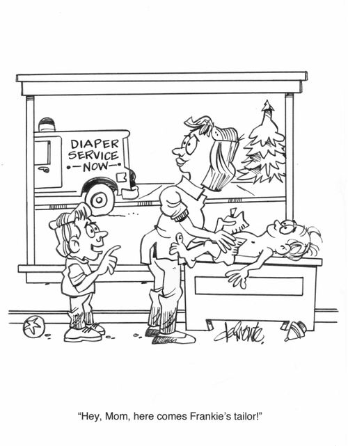 'Hey, Mom, here comes Frankie's tailor!'