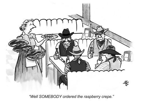 'Well SOMEBODY ordered the raspberry crepe.'