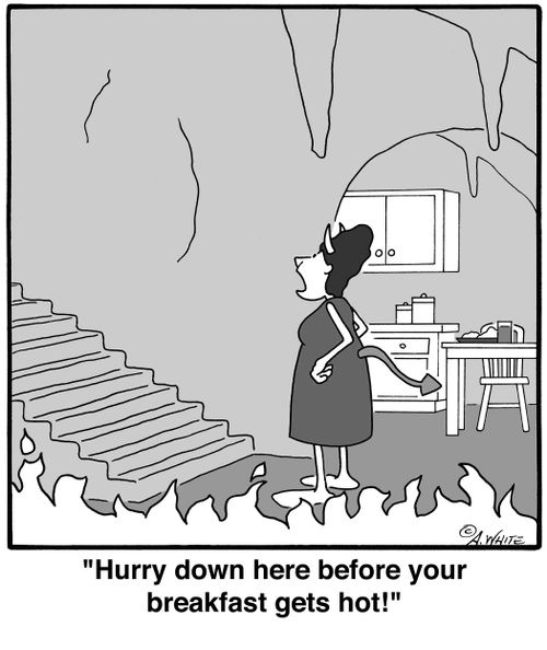 'Hurry down here before your breakfast gets hot!'