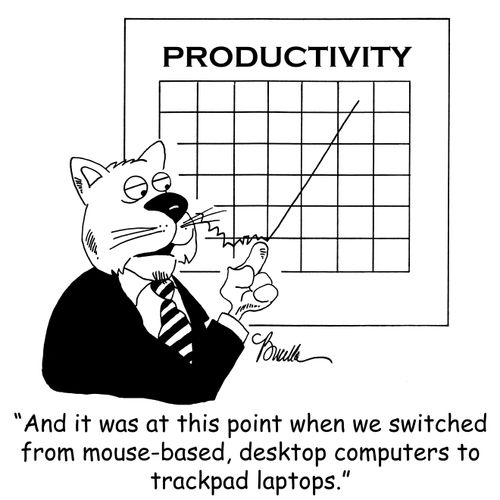 'And it was at this point when he switched from mouse-based, desktop computers to trackpad laptops.'