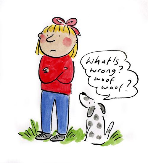 'What's wrong? Woof woof?'