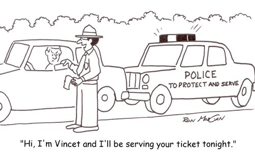 'Hi, I'm Vincet and I'll be serving your ticket tonight.'