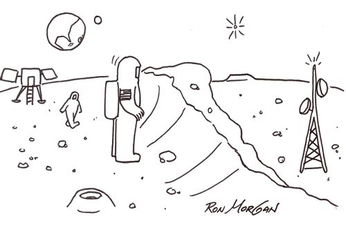 Astronaut sees cell tower on the moon.