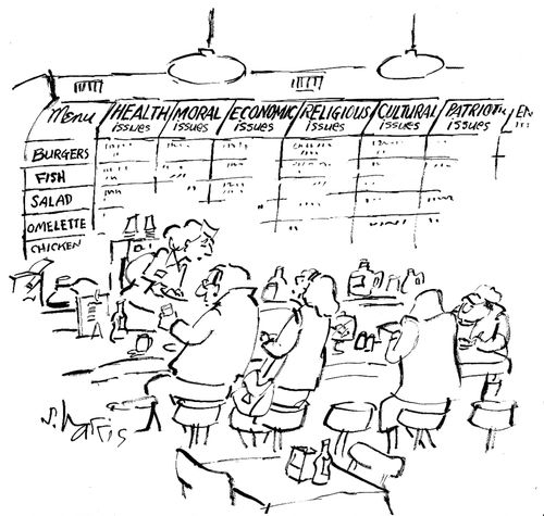 Menu - health issues - moral issues - economic issues.