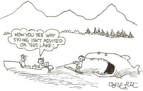 'Now you see why skiing isn't advised on this lake!'