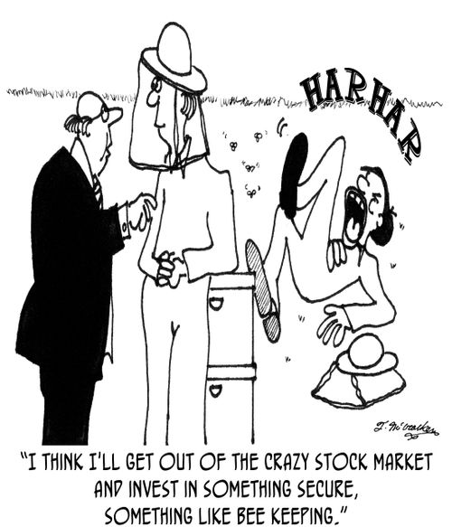 'I think I'll get out of the crazy stock market and invest in something secure, something like bee keeping.'