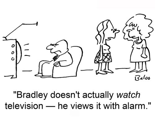 'Bradley doesn't actually watch television -- he views it with alarm.'
