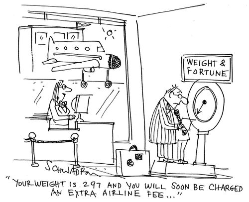 'Your weight is 297 and you will soon be charged an extra airline fee...'