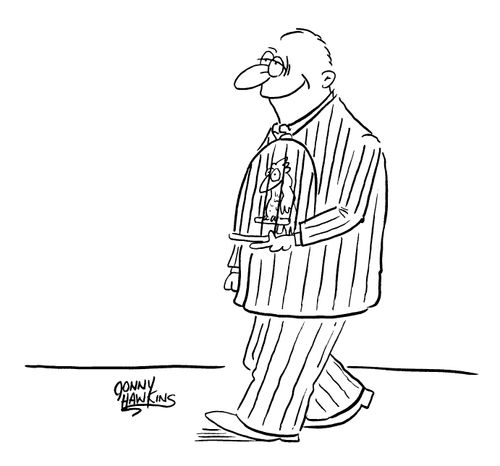 Man imprisioned by suit like bird imprisoned by canary