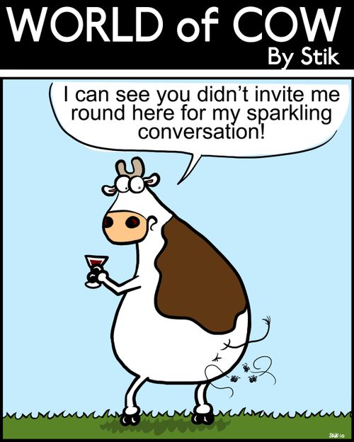 I can see you didn't invite me round here for my sparkling conversation!