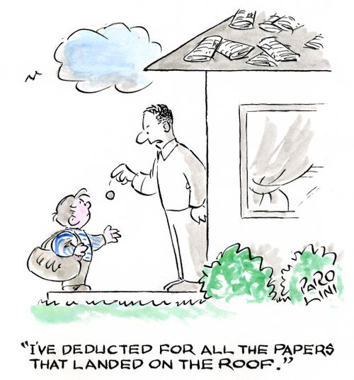 'I've deducted for all the papers that landed on the roof.'