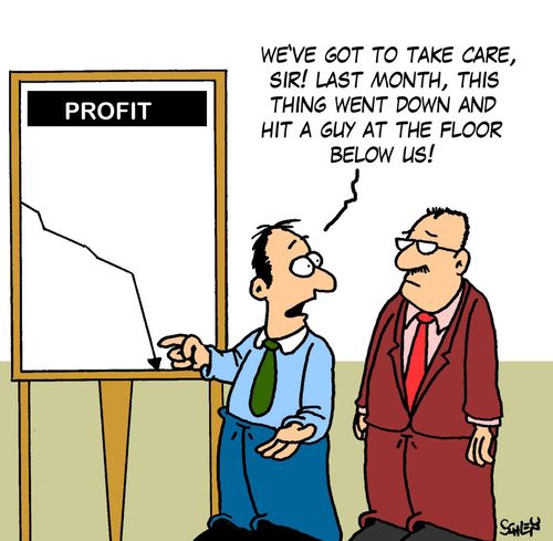 'We've got to take care, sir! Last month, this thing went down and hit a guy at the floor below us!'